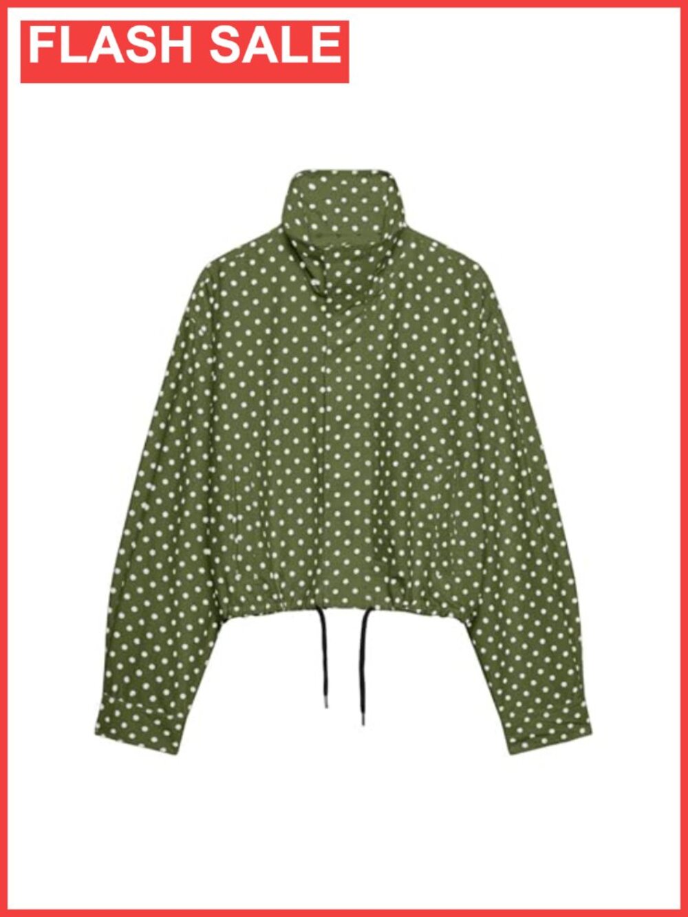 Women's Polka Dot Cropped Jacket Zip Up Stand Collar Casual Coat with Pockets